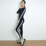 显瘦长袖健身服女士纯棉跑步运动练功服韩版瑜伽服套装秋冬季修身