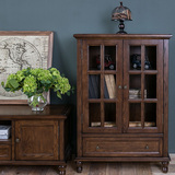 美式实木酒柜电视柜组合复古边柜装饰柜书柜小户型客厅家具红橡木