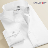 SmartFive 春季新品白男衬衫长袖修身丝光棉免烫衬衣商务纯色正装