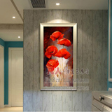 欧式玄关油画竖版花卉纯手绘走廊家居装饰画单幅客厅挂画过道壁画