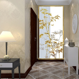鑫雅现代中式金色竹子玄关走廊背景墙壁纸无缝壁画墙布定制包邮