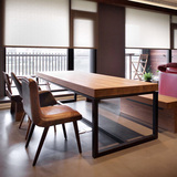 餐桌 美式复古实木餐桌 小户型饭桌铁艺餐桌椅 组合 办公桌长方形