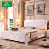白色实木床1.5m1.8米简约单双人橡胶木中式储物高箱婚床 特价包邮