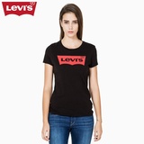 Levi's李维斯夏季女士Logo印花纯棉黑色短袖T恤32223-0142