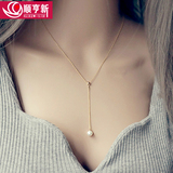 925银珍珠项链女 日韩版气质甜美吊坠短款锁骨链18K玫瑰金饰品
