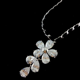 丽银韩国花朵奥地利水晶锆石女款锁骨链爱的礼物项链吊坠超闪甜美