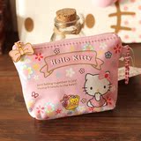 可爱hello kitty粉色花朵小熊女孩女士零钱包 硬币包收纳小包