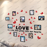LOVE蝴蝶照片墙贴温馨浪漫卧室背景相片墙亚克力立体相框墙