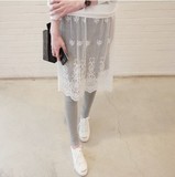 现货 韩国正品代购春季女装加厚假两件一体连体蕾丝镂空打底裤裙