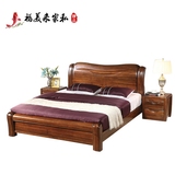 金丝胡桃木全实木床1.8米简约现代双人气压高箱体储物1.5家具婚床