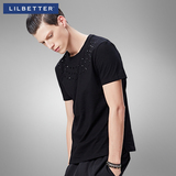 Lilbetter短袖男 潮牌纯色T恤衫铆钉短袖欧美型男半袖夏季男装T