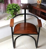 中式铁艺实木复古单人椅家具椅皮革椅个性电脑椅简单个性办公椅