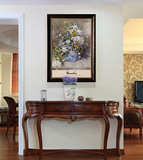 美式装饰画原版欧式客厅玄关餐厅竖版实木挂画单大幅画植物花卉