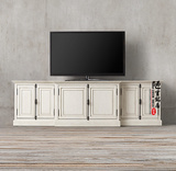 法式美式乡村实木家具复古做旧风格橡木电视柜 餐边柜