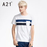 A21男短袖T恤 清新条纹男装时尚休闲衣服夏季新品男士个性青年潮