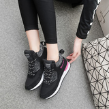 韩版女式跑步鞋运动鞋加厚加绒高帮平底冬季保暖旅游鞋中学生女款