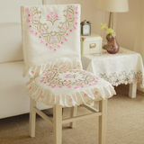 唯米 5103欧式绣花餐桌布桌旗台布椅垫椅套套装 椅子垫椅子套布艺