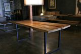 美式乡村复古工业风格做旧家具设计师铁木餐桌椅LOFT工作台老松木
