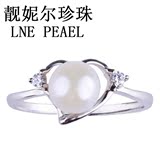 天然珍珠戒指S925纯银戒托强光无瑕珍珠指环可调节大小心形手饰
