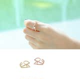 韩国进口手饰品 韩版夸张个性排钻珍珠食指环双层开口女戒子代购
