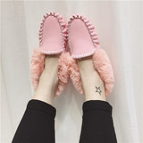 冬季韩版特价粉色毛毛鞋豆豆鞋面包鞋加绒保暖棉鞋雪地鞋女鞋子