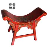 中式新古典手绘马鞍凳仿古做旧梳妆凳彩绘个性换鞋凳实木可定做