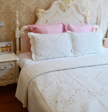 2016包邮欧式绣花床单绗缝被三件套空调被床罩床盖床上用品床裙