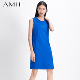 Amii[极简主义]秋小A型圆领背心大码女装连衣裙