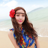 新娘海边沙滩牡丹花朵发夹边夹假发辫子花环发饰发箍旅游度假头饰