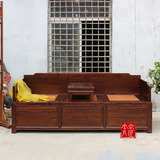 中式箱体罗汉床带炕桌储物功能坐卧两用单人床老榆木明清仿古家具