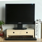 创意木质桌面抽屉式收纳盒办公 置物架电脑显示器底座增高架实木