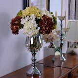 新古典欧式简欧样板间家居软装饰品实用茶色玻璃花瓶干花瓶银底座
