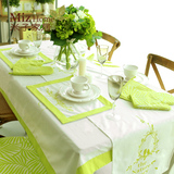 米子家居 原创美式乡村清新树叶纯棉餐桌布艺 环保茶几台布桌布