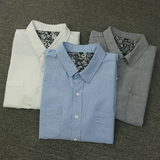 日单纯色牛津纺韩版修身男士短袖衬衫 夏季小清新棉质半袖衬衣