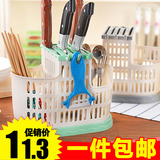 7319 包邮日式多功能筷笼沥水筷子筒 厨房餐具收纳架子塑料刀架