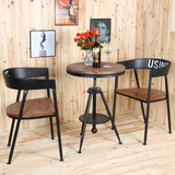 复古铁艺桌椅美式简易做旧酒吧实木桌椅咖啡吧台餐桌椅休闲小圆桌