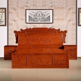 红木床 中式古典1.8米缅甸花梨木双人婚床财源滚滚原木实木家具床