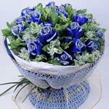 19朵蓝玫瑰花束蓝色妖姬 重庆生日鲜花圣诞节当天订花送花