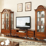 欧式电视柜组合 美式 实木地柜单双门玻璃酒柜 视听柜 客厅家具套