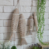 地中海鱼挂件手工实木串鱼壁饰美式乡村墙壁挂饰墙饰仿真鱼串装饰