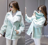 2015冬装韩版女装棉衣修身羊羔毛短款大衣女麂皮绒显瘦毛呢外套潮