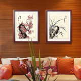 迪川中式实木有框画梅兰竹菊国画客厅装饰画沙发背景墙画书房壁画