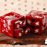七公主 实木质珠宝饰品盒子 螺钿漆器韩国公主首饰盒结婚生日礼物