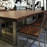 美式复古实木做旧铁艺会议桌长桌餐桌椅家具办公洽谈桌电脑桌组合
