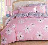 全棉淡粉色小花床裙四件套纯棉床罩被套1.2m1.5米1.8床上用品特价
