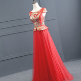 中式改良 旗袍晚礼服2015冬季新款新娘结婚复古长款红色敬酒服