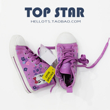 TOPSTAR出口美国原单 男女童中邦系带侧拉链卡通凹造型学生帆布鞋