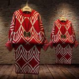 韩国童装亲子装春装2016新款潮 时尚洋气母女装春秋毛衣两件套装