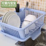 日本进口 厨房碗盘餐具沥水架 碗碟置物收纳架 塑料沥水架置物架
