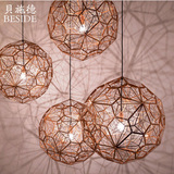 创意设计师北欧简约现代创意个性钻石球吊灯不锈钢网状圆球吊灯具